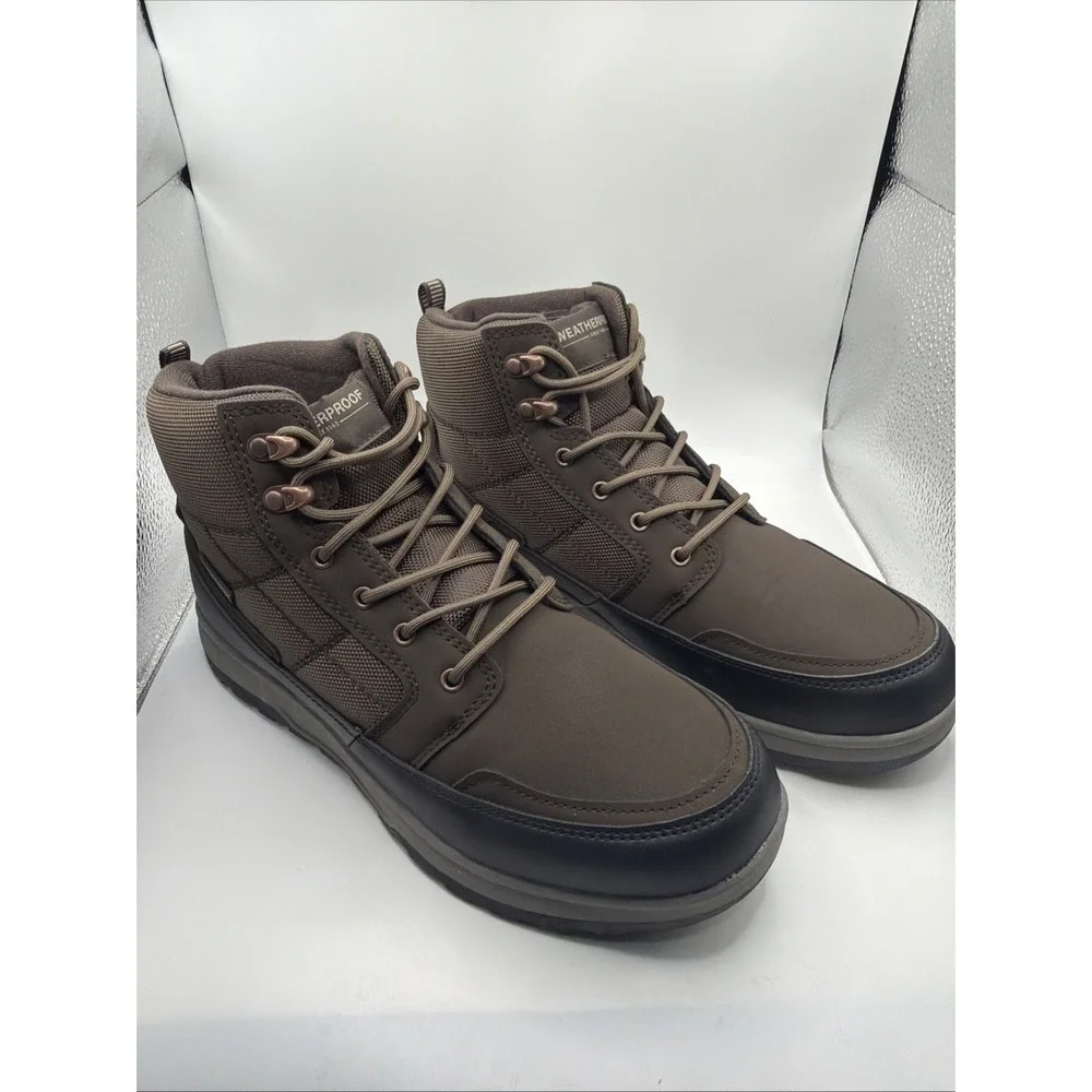 Weatherproof Jenkins Snow Boots Men's Brown Lace Up Lightweight Comfort Size 11.